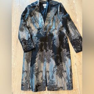 Sunny Choi Elegant Black and Gray Floral Blazer 12